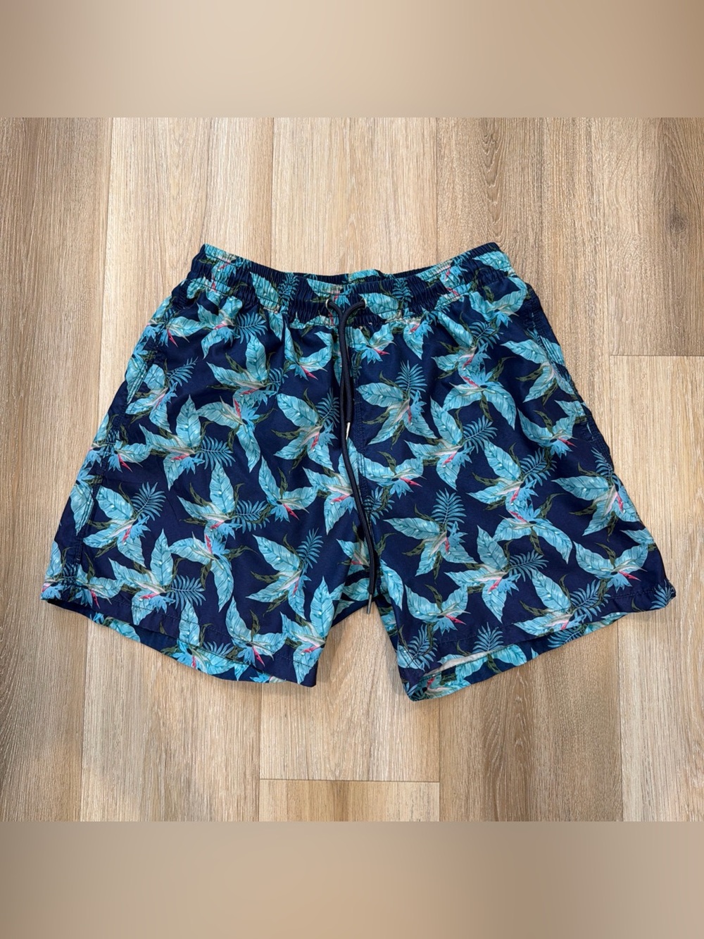 Slate And Stone Swim Trunks Floral Mesh Lined Pockets Blue Men’s Large